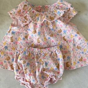 Janie and Jack Pink Floral and Animal Diaper Cover Set
